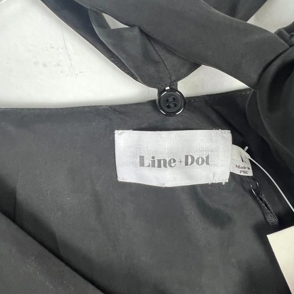 NWT Line & Dot Cupro Cold Shoulder Top Tie Neck Black Size Large L NEW - Picture 8 of 15